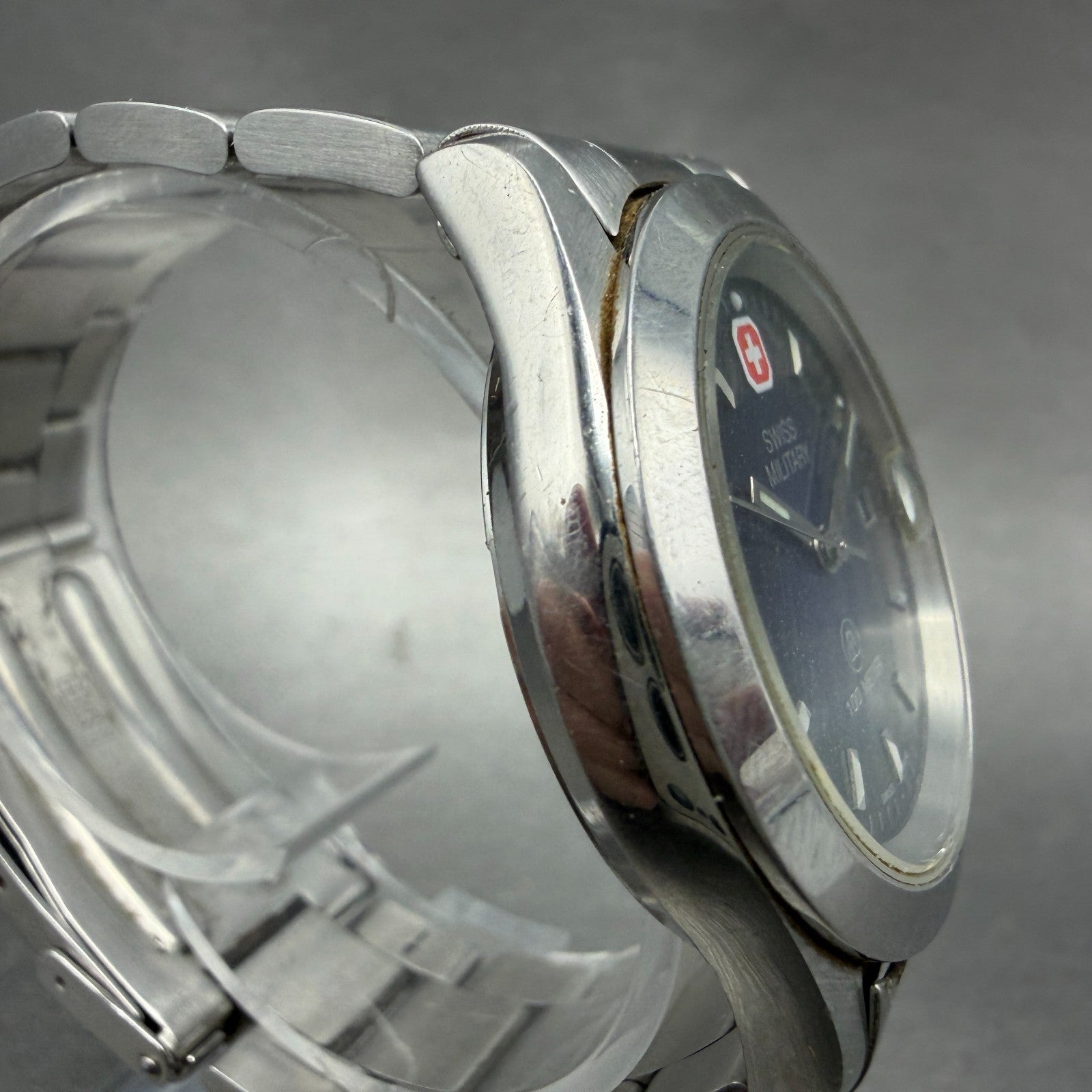 Swiss Military Watch Men 36mm Blue Dial Silver Toe Date 6-523 6824 New Battery3