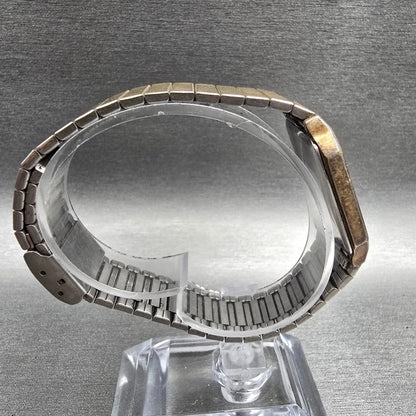 Seiko Watch Men 26mm Gold Dial Gold Rectangle 6530-5790 New Battery VTG8