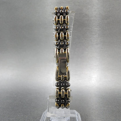 Seiko Tank Watch Women 12mm Champagne Dial Two Tone 2e205770 New Battery7