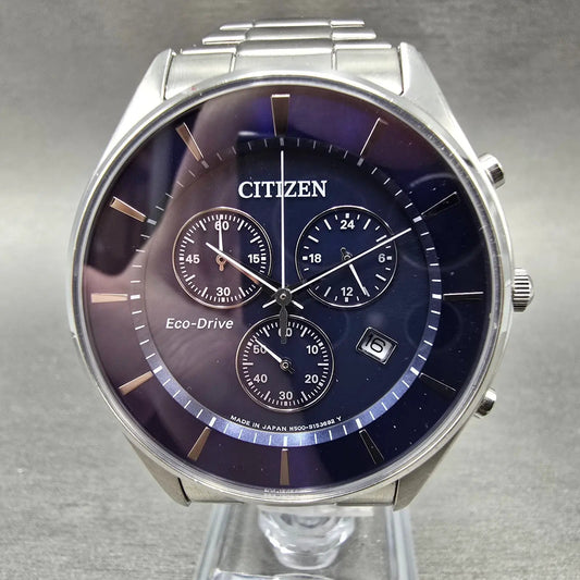 Citizen Eco-Drive Chronograph Watch Men 40mm Blue Dial Steel H500-S107300 Runs0