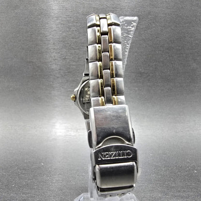 Citizen Eco-Drive Watch Women 25mm Silver Dial Two Tone Date Round Works E0107