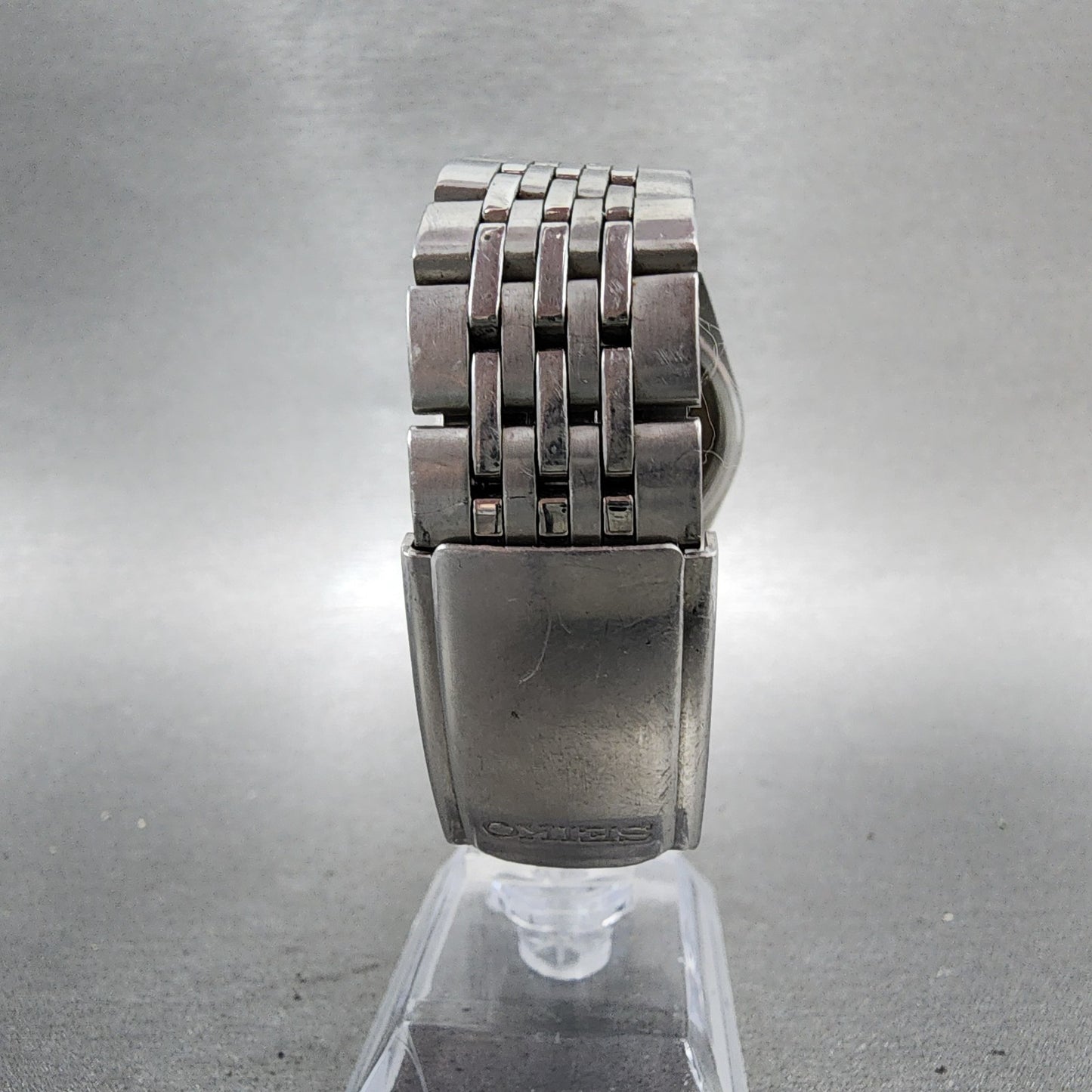 Seiko Watch Men 35mm Black Dial Silver Tone Daydate V743 New Battery READ!!!!!!!7
