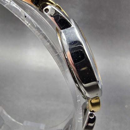 Seiko Solar Watch Women 19mm Silver Dial Two Tone Oval V115-0BY0 Runs3