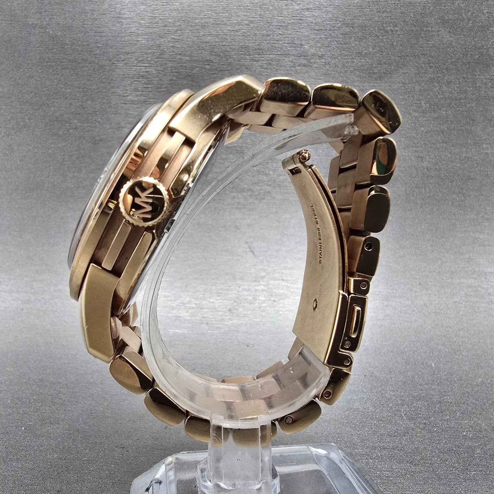 Michael Kors Runway Watch Women 45mm Pink Dial Rose Gold Tone MK-5661 NewBattery6