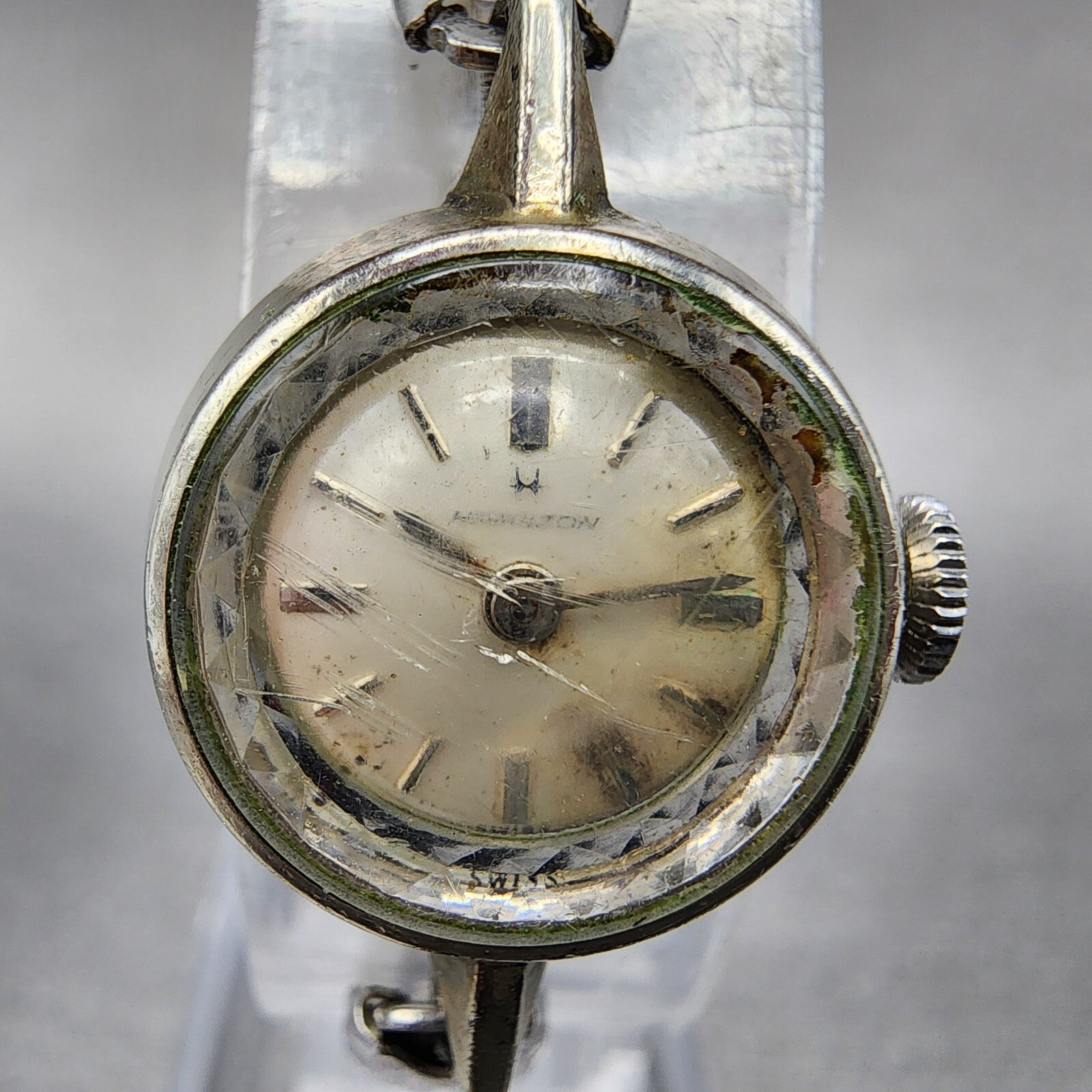 VTG Hamilton Watch Women 17mm White Dial Steel Round Manual Wind Runs1