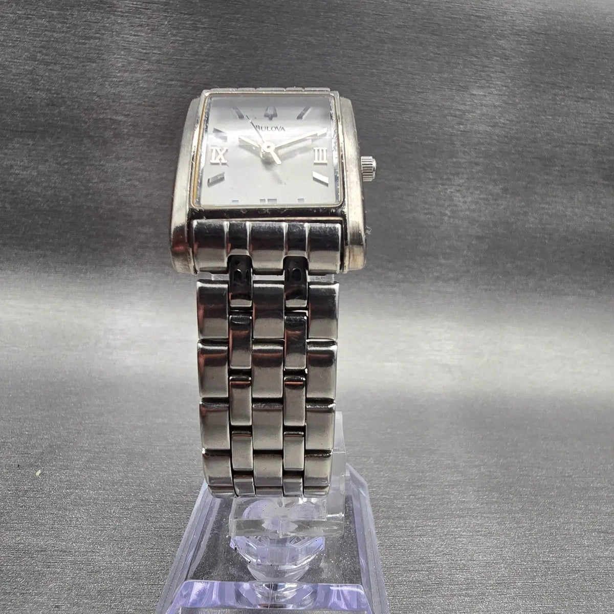 Bulova Tank Watch Women 22mm Silver Dial Silver Tone Rectangle 96L006 New Batt5