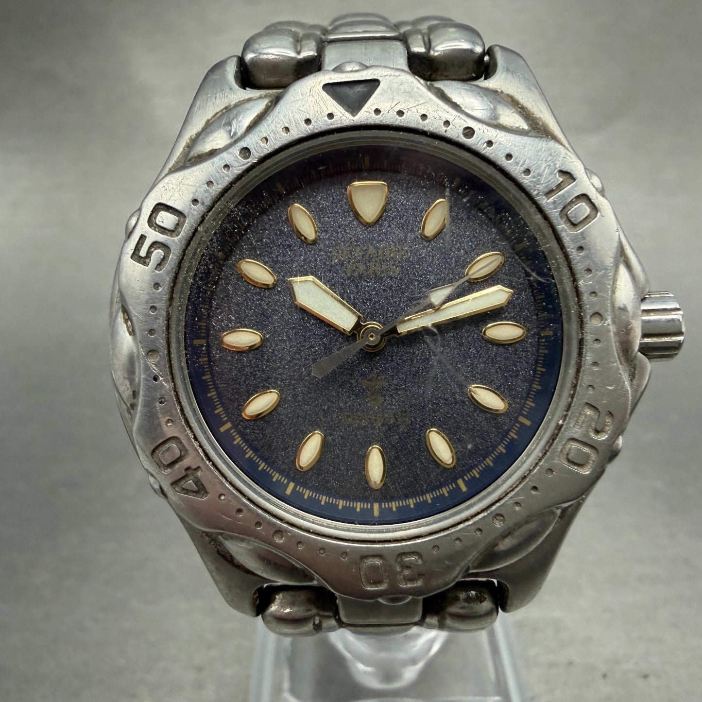 Seiko Alba Sefaire Dive Watch Men 38mm Blue Dial Steel Round V701-1Y59 New Batt0