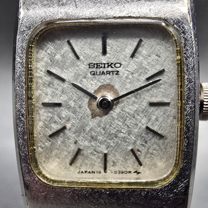 Seiko Watch Women 16mm Silver Dial Silver Tone Rectangle 16-3269 New Battery JP31
