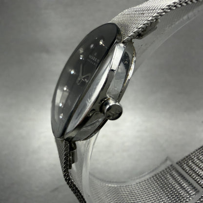 Skagen Watch Women 26mm Black Dial Silver Tone Oval Mesh Band 589SSSB New Batt2