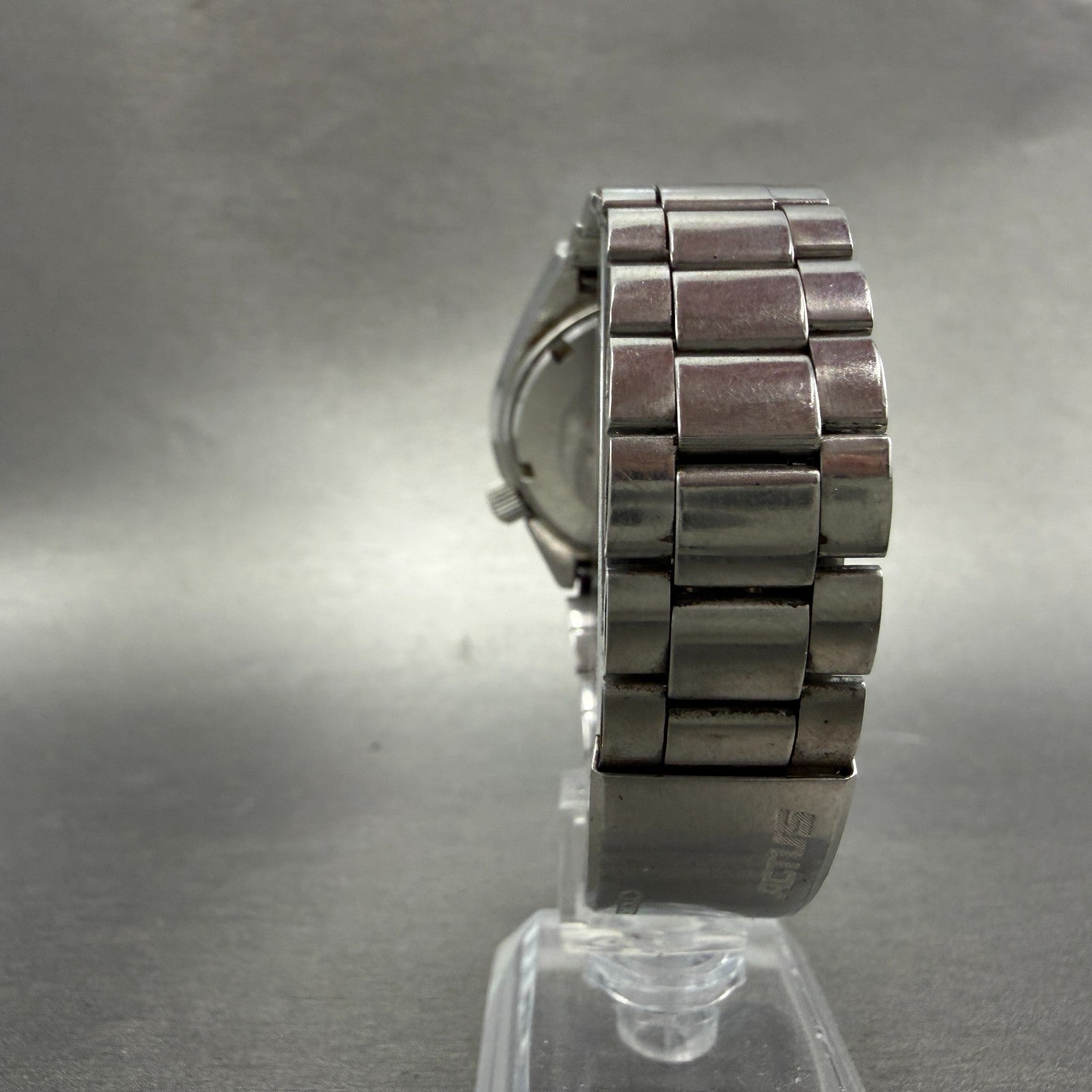 Seiko 5 Actus SilverWave Watch Men 38mm Silver Tone Steel Daydate 6306-8010 Runs7