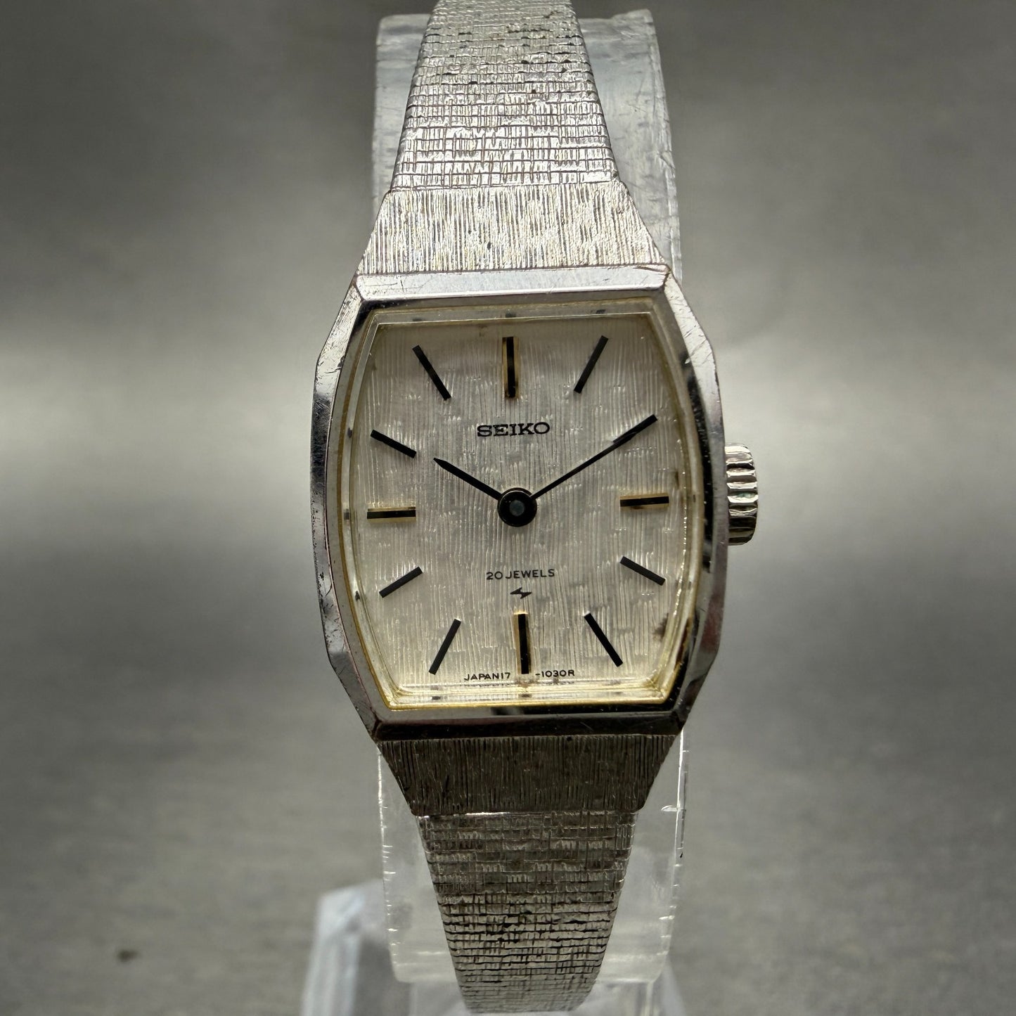 Seiko Tank Watch Women 17mm Silver Dial Silver Tone Manual 17-3280 Runs Vintage0