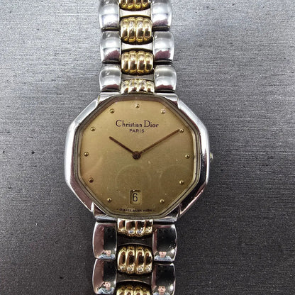 Christian Dior Watch Men 32mm Champagne Dial Two Tone Date 45.204 PARTS0