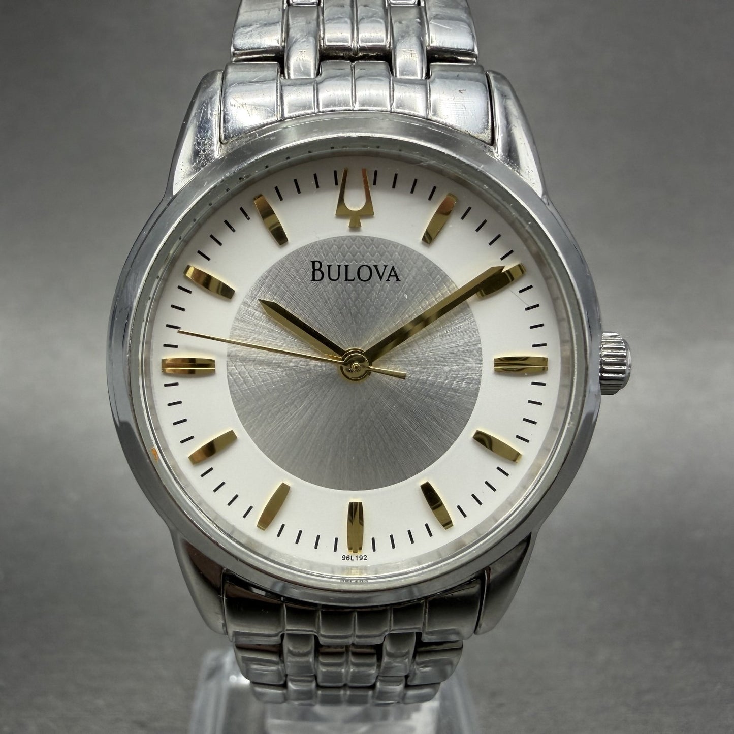 Bulova Watch Women 30mm Silver Dial Silver Tone Round 96L192 New Battery0