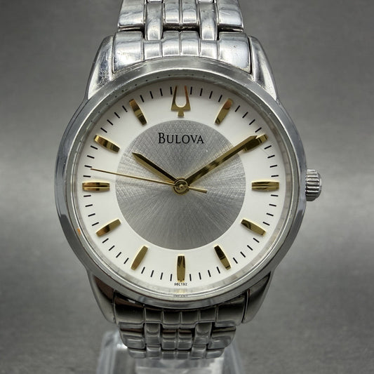 Bulova Watch Women 30mm Silver Dial Silver Tone Round 96L192 New Battery0