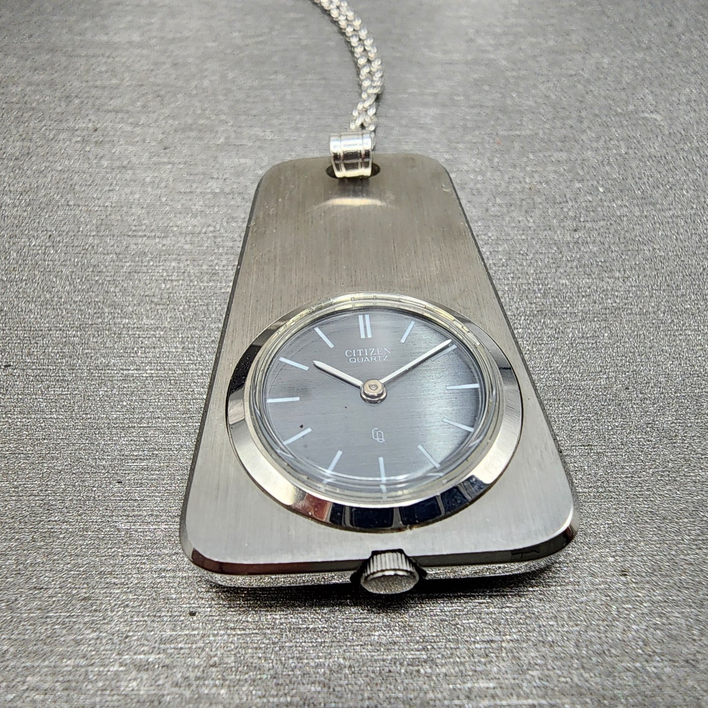 Citizen Necklace Watch Women Gray Dial Steel Rectangle New Battery W/Box2