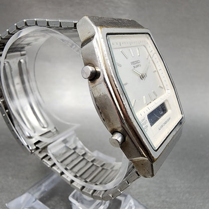 Seiko Analog Digital Watch Men 33mm White Dial Silver Tone H6015400 PARTS4