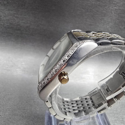 Bulova Watch Women 30mm MOP Dial Two Tone Diamonds Tonneau 98R004 New Battery2