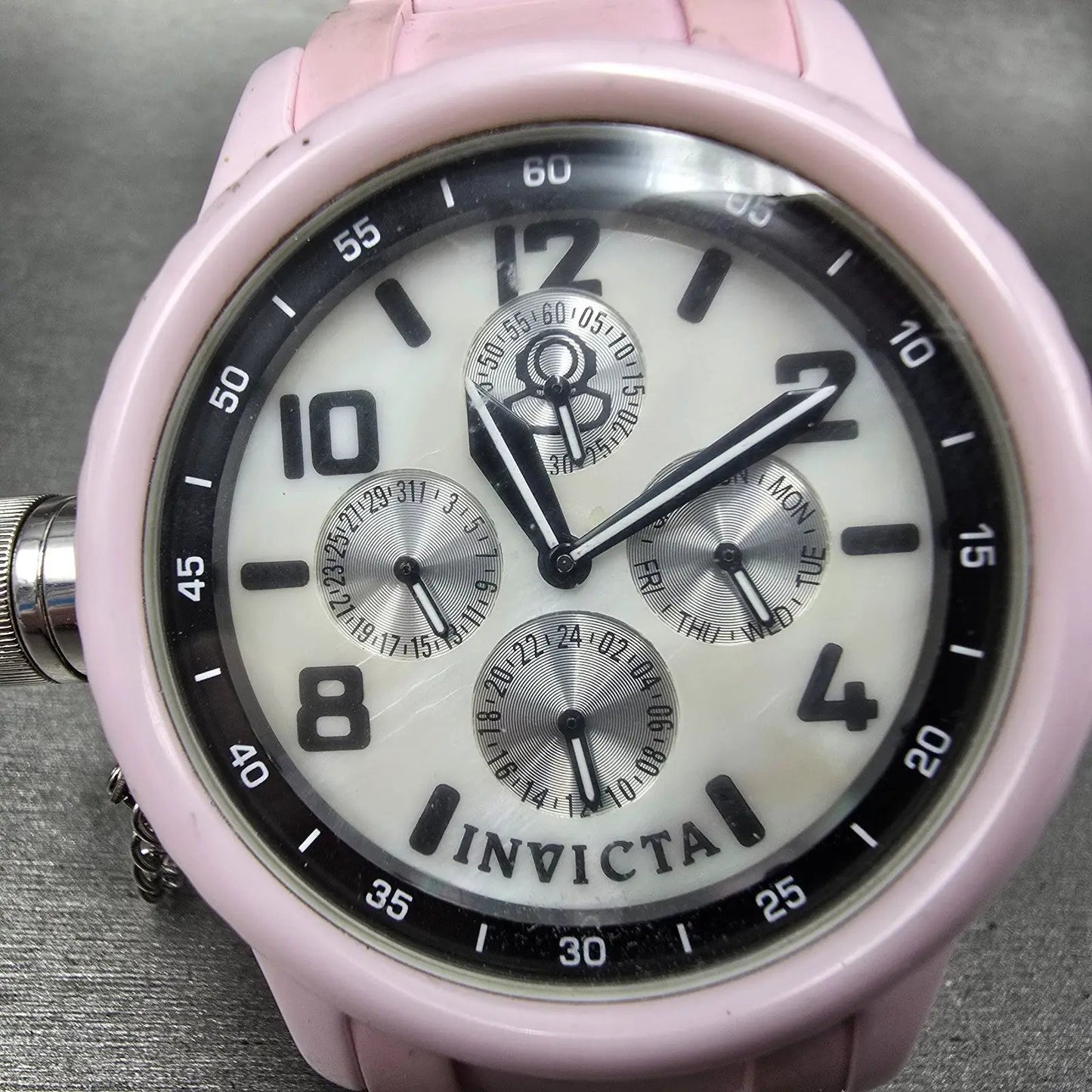 Invicta Russian Diver Watch Women 42mm MOP Dial Pink Tone Daydate 11367 PARTS2