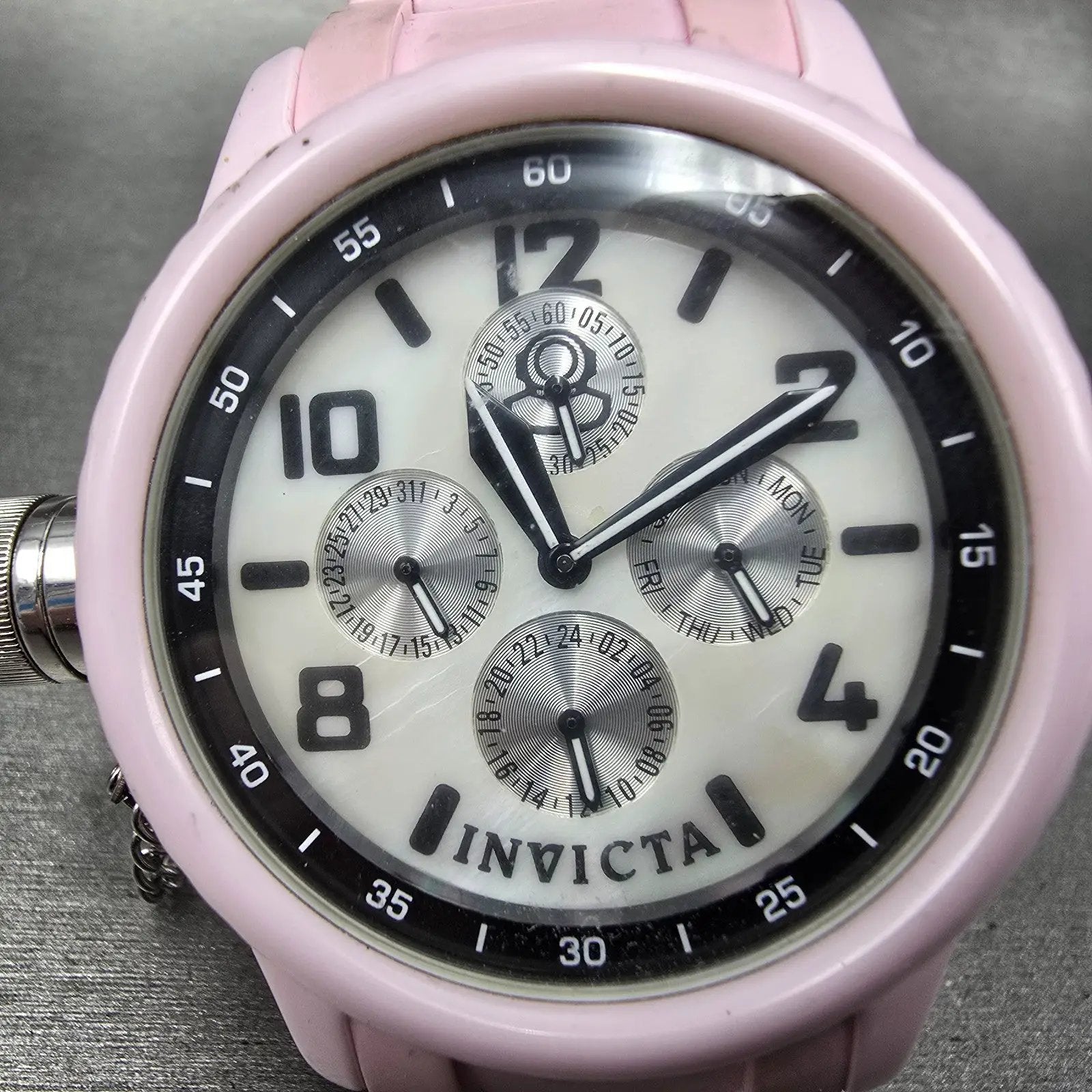 Invicta Russian Diver Watch Women 42mm MOP Dial Pink Tone Daydate 11367 PARTS2