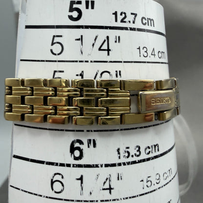 Seiko Tank Watch Women 16mm White Dial Gold Tone 1N01-0FH0 New Battery ZYGF610