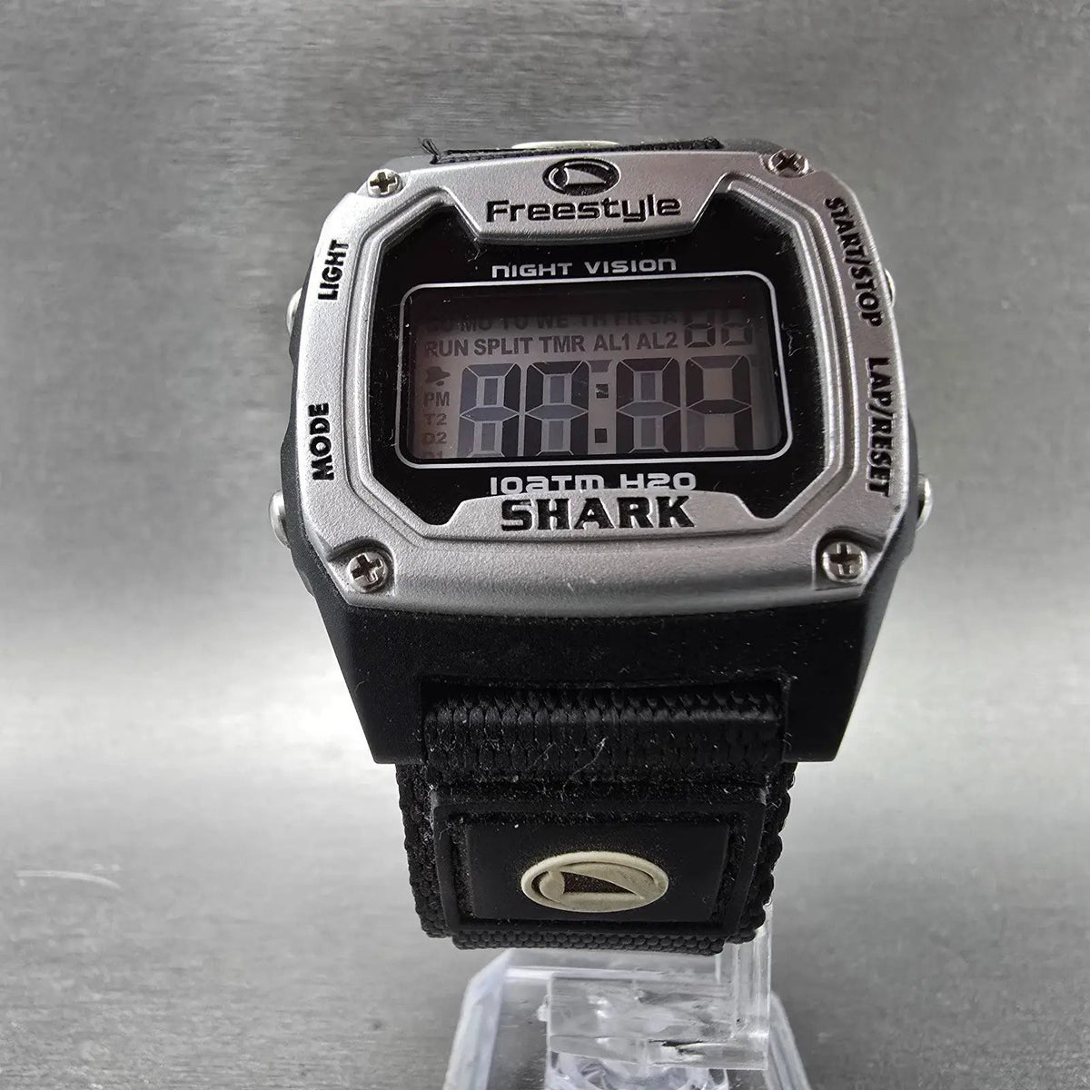 Freestyle Shark Watch Men 37mm Black Silver Alarm Chrono Daydate Digital NewBatt5