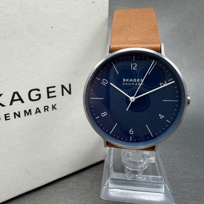 Skagen Aaren Watch Men 40mm Blue Dial Steel Round SKW1149 New Battery0