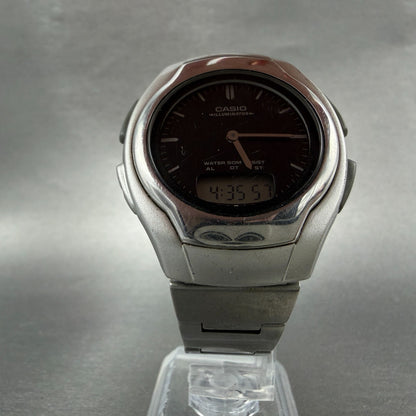 Casio AW-E10 Watch Men 37mm Black Dial Silver Tone Analog Digital new battery AB7