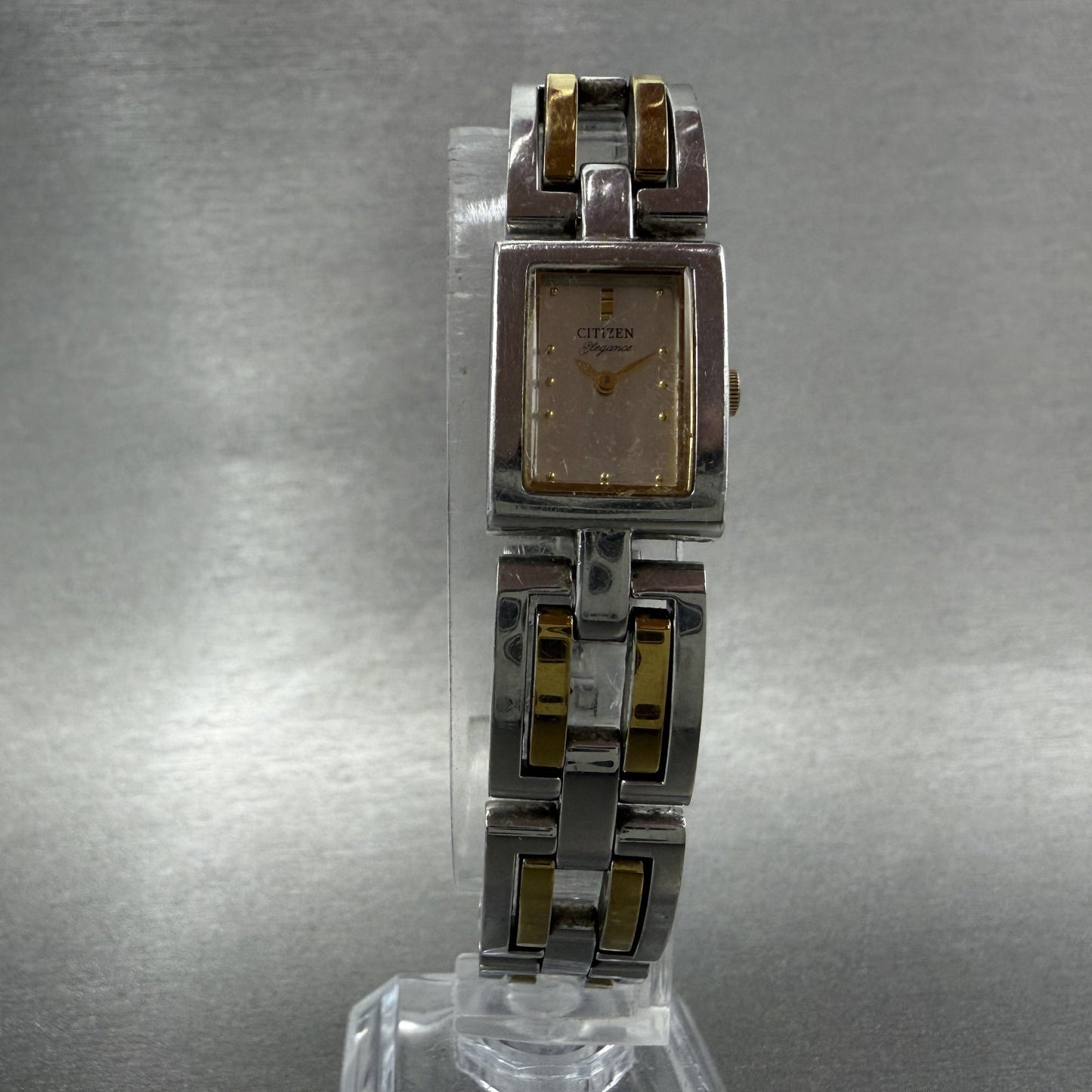 Citizen Elegance Tank Watch Women 14mm Champagne Dial TwoTone 5421H24156 NewBat5