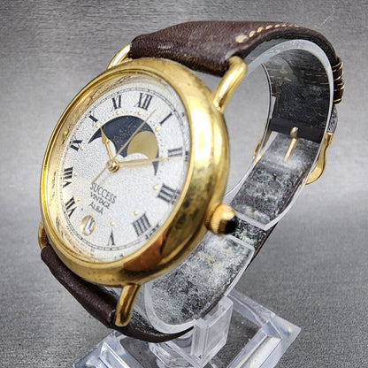 Seiko Alba Moon Phase Watch Men 32mm White Dial Date Round V3386011 New Battery2