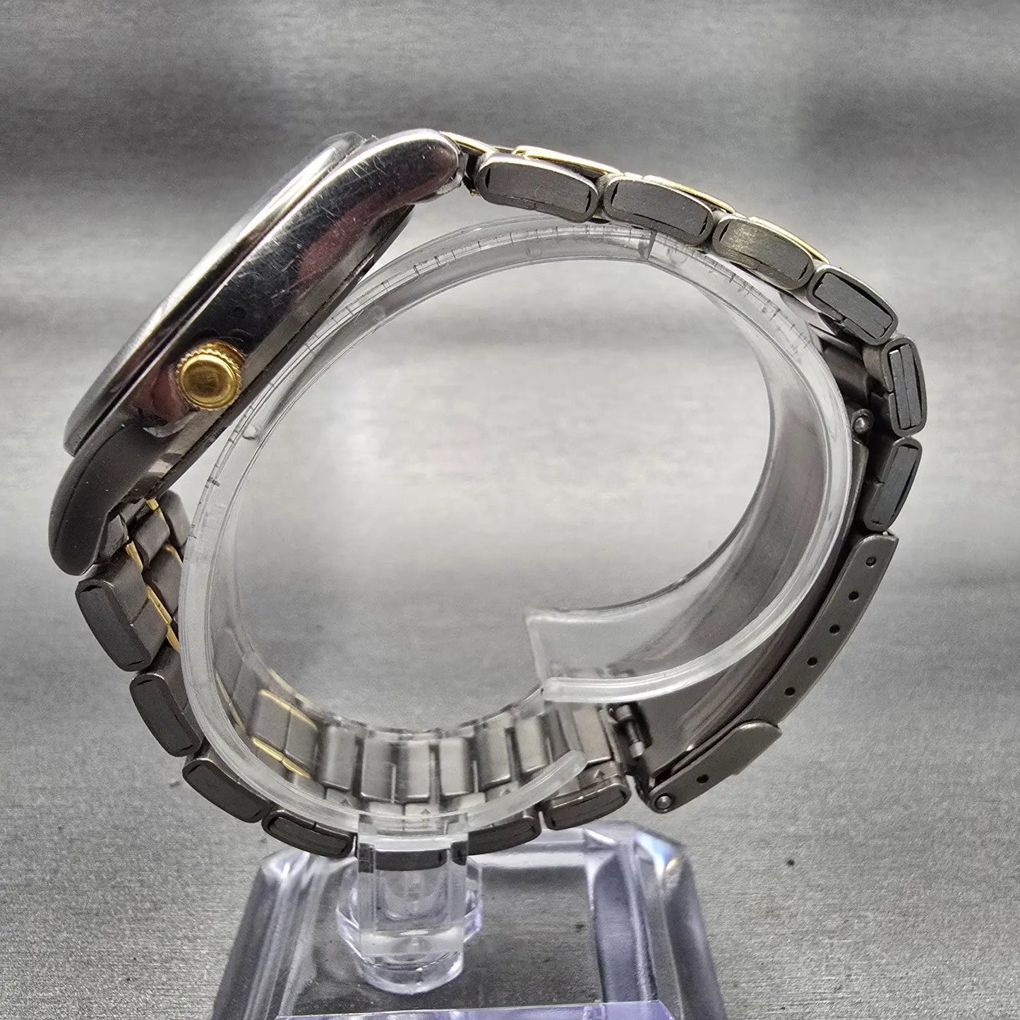 Seiko Titanium Watch Men 36mm Gray Dial Daydate Round 7N43-9069 New Battery VTG6