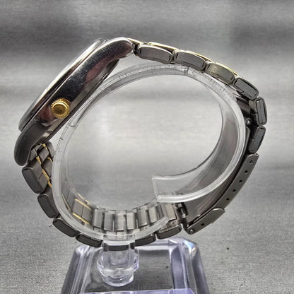 Seiko Titanium Watch Men 36mm Gray Dial Daydate Round 7N43-9069 New Battery VTG6