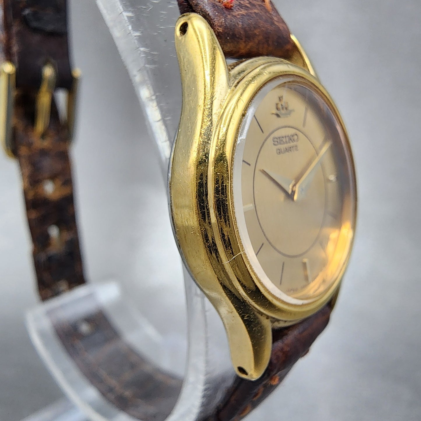 Seiko Watch Women 21mm Champagne Dial Gold Tone Round 4n000600 New Battery3