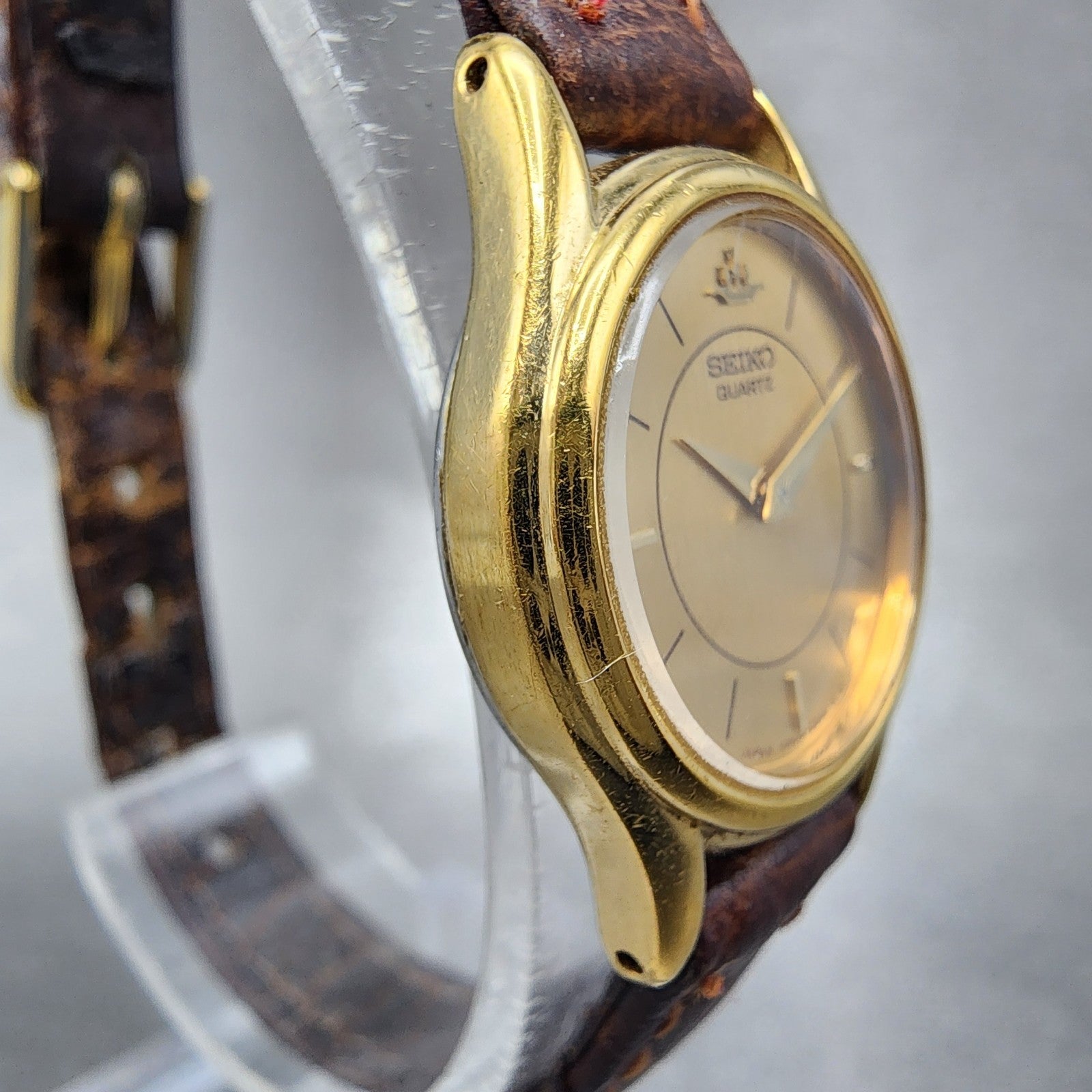 Seiko Watch Women 21mm Champagne Dial Gold Tone Round 4n000600 New Battery3