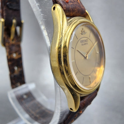 Seiko Watch Women 21mm Champagne Dial Gold Tone Round 4n000600 New Battery3