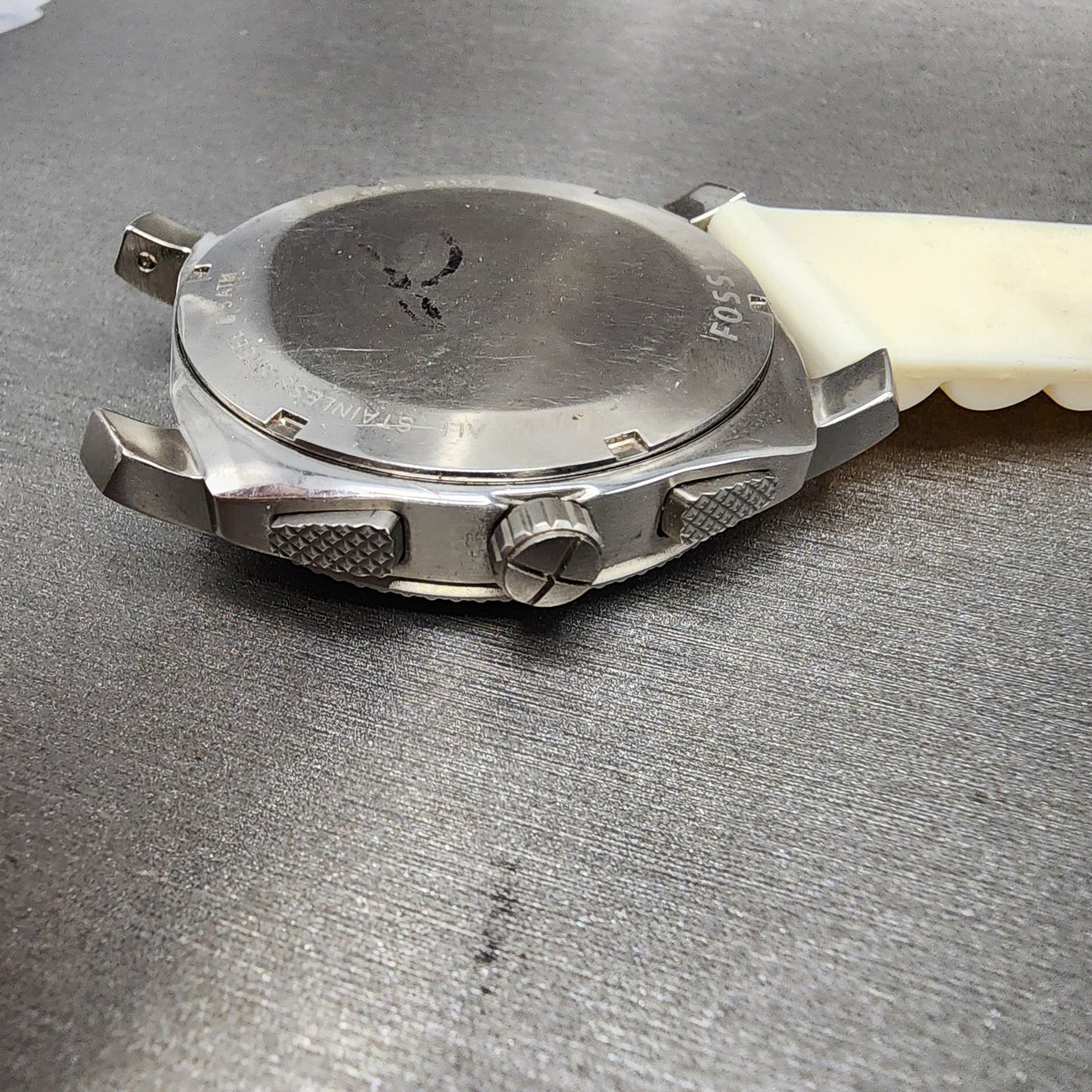 Fossil Machine Chronograph Watch Men 45mm Gray Dial Silver Tone FS4553 PARTS10