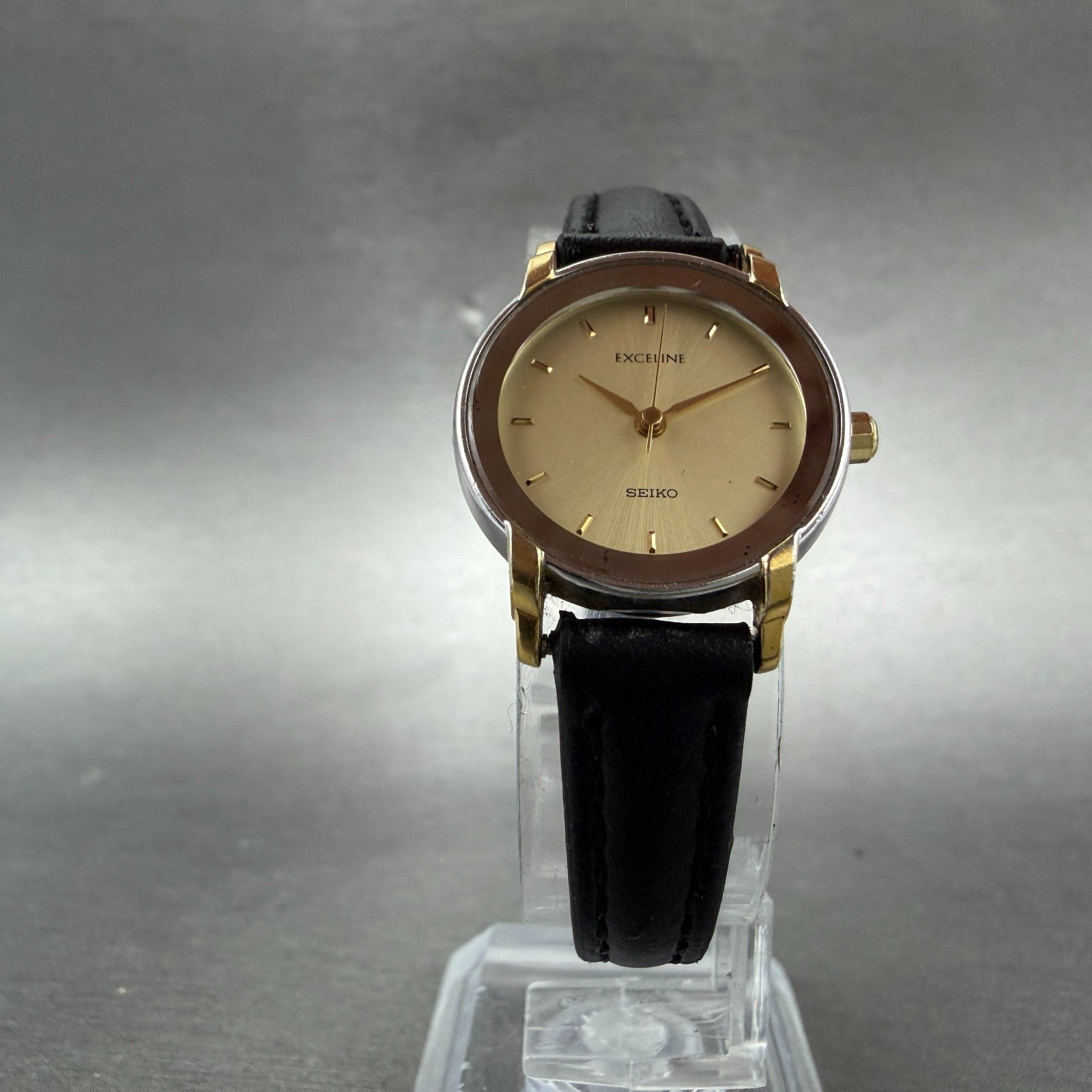 Seiko Exceline Watch Women 22mm Champagne Dial Two Tone Round 7321-0770 New Batt5