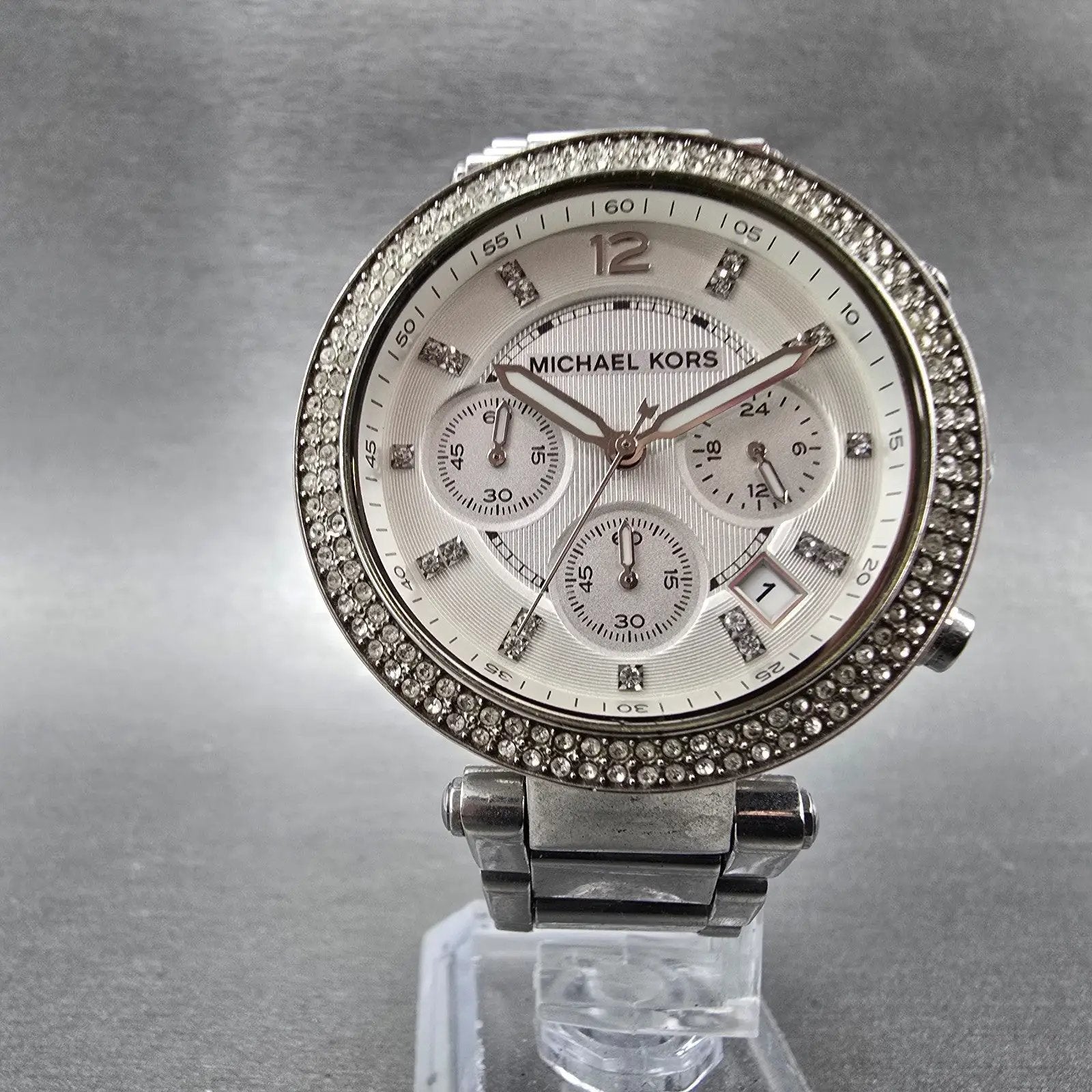 Michael Kors Parker Watch Women 39mm Silver Dial Silver Tone MK-5353 New Battery5