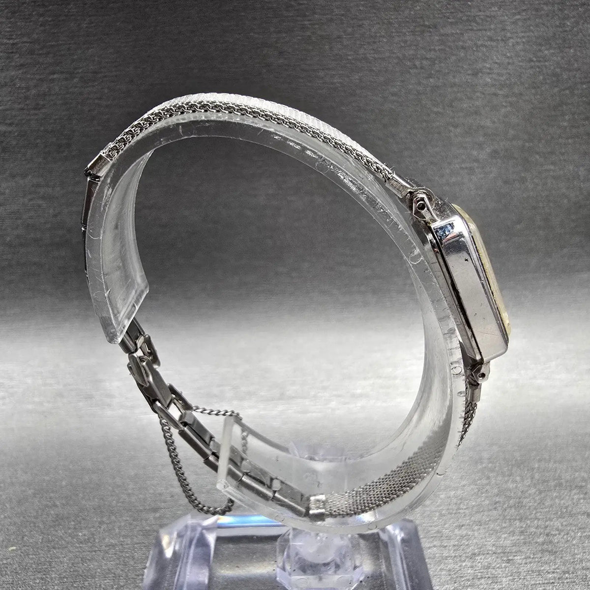 Seiko Watch Women 13mm Silver Dial Silver Rectangle 1320-5779 New Battery VTG8