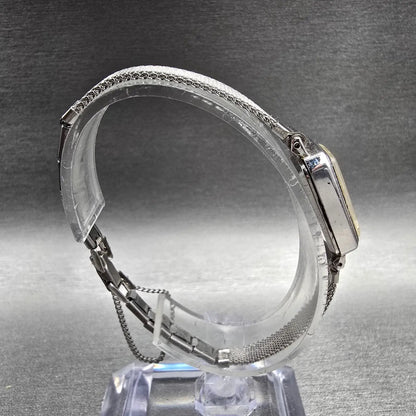 Seiko Watch Women 13mm Silver Dial Silver Rectangle 1320-5779 New Battery VTG8