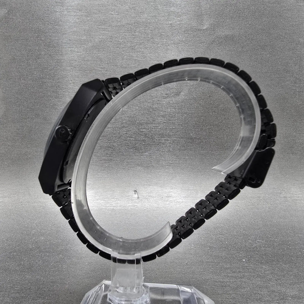 Nixon Time Teller Watch Men 37mm Silver Dial Black Round Bracelet New Battery6