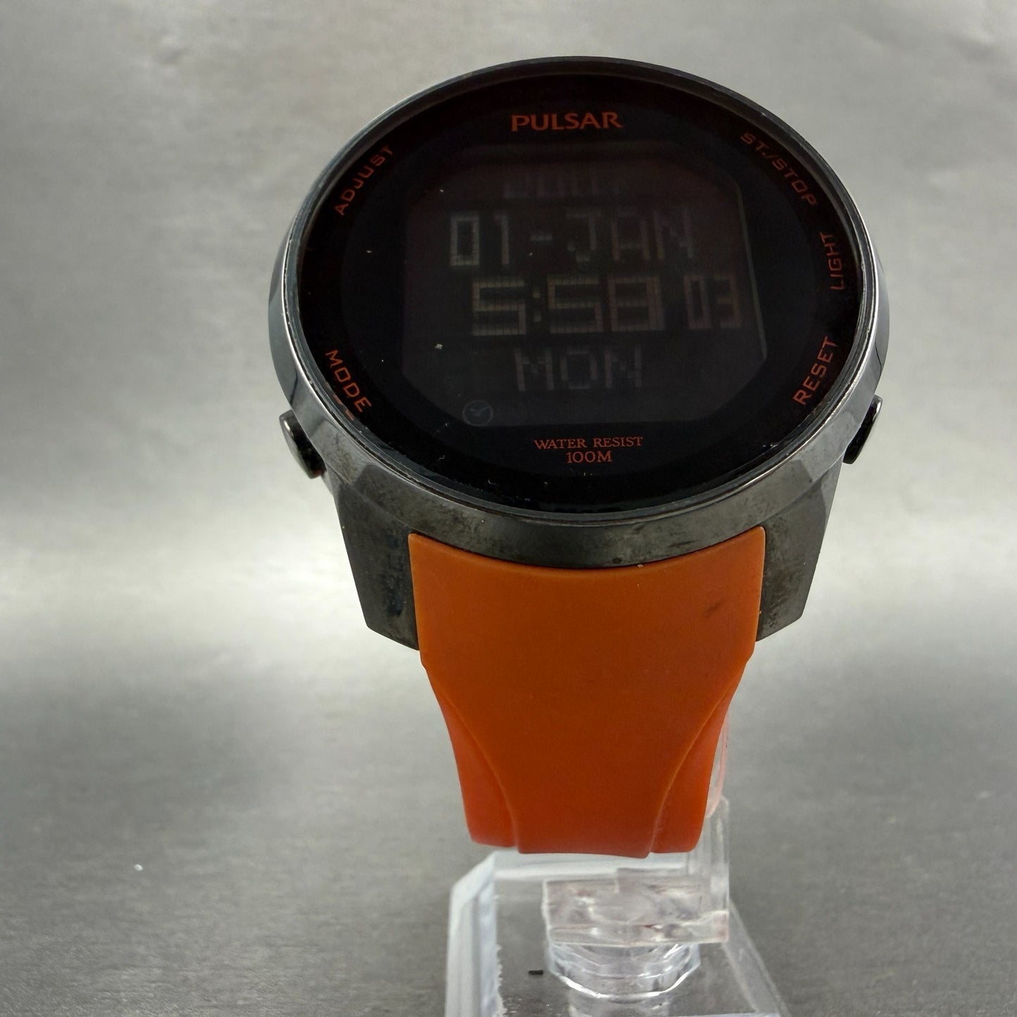 Pulsar Digital Watch Men 47mm Black LCD Alarm Chrono W861-X006 New Battery5