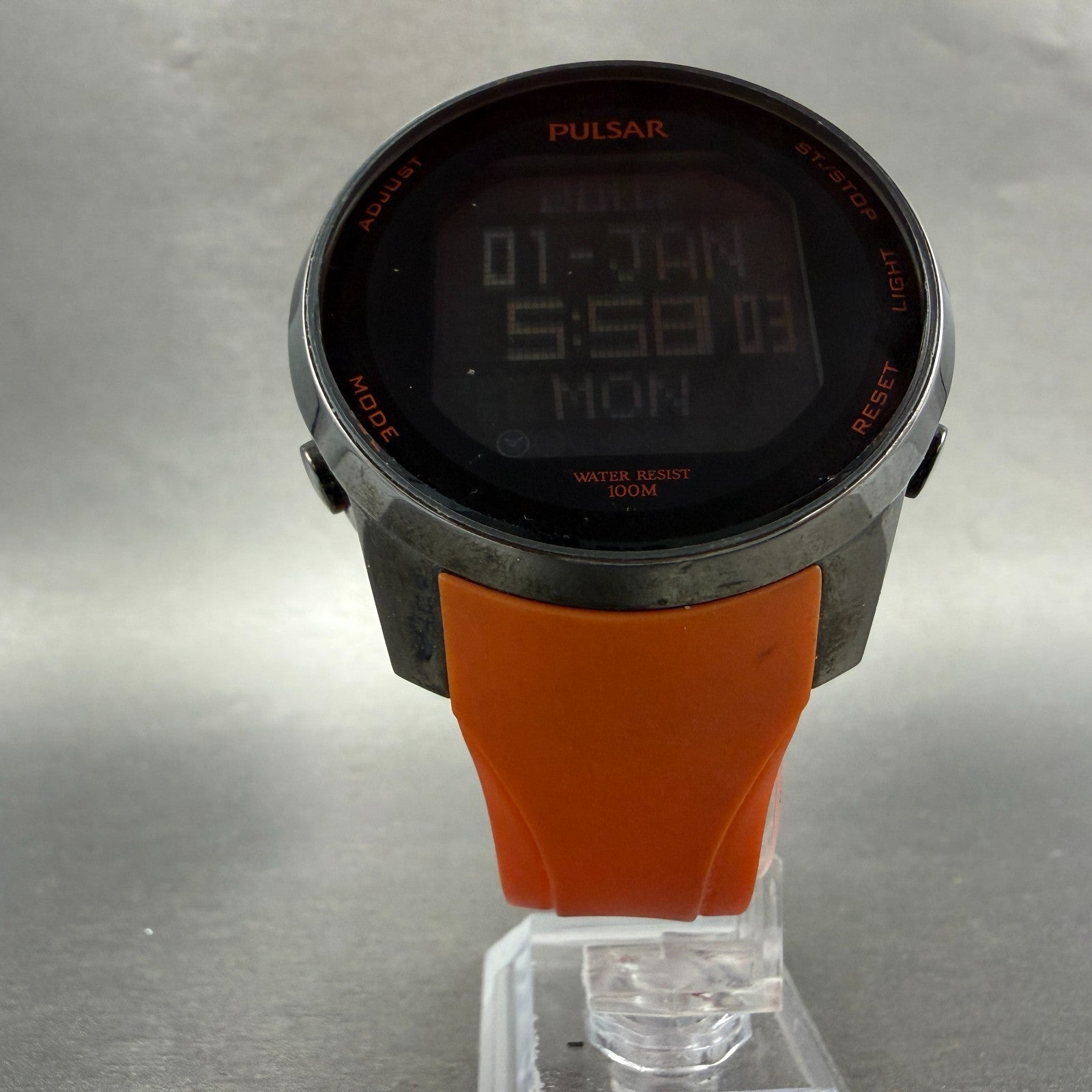 Pulsar Digital Watch Men 47mm Black LCD Alarm Chrono W861-X006 New Battery5