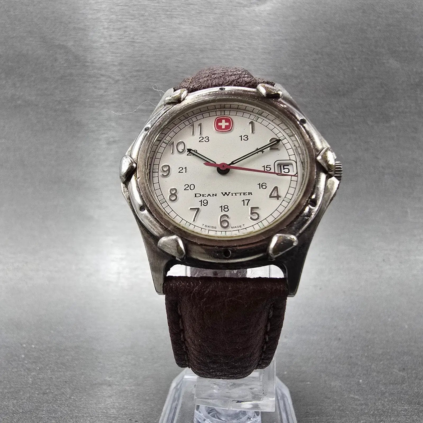 Wenger SAK Designs Watch Men 36mm White Dial Silver Tone Date Round PARTS6