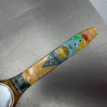 Swatch SnowWhite Watch Unisex 34mm Silver Dial Yellow Case READ!! New Batt GK1048