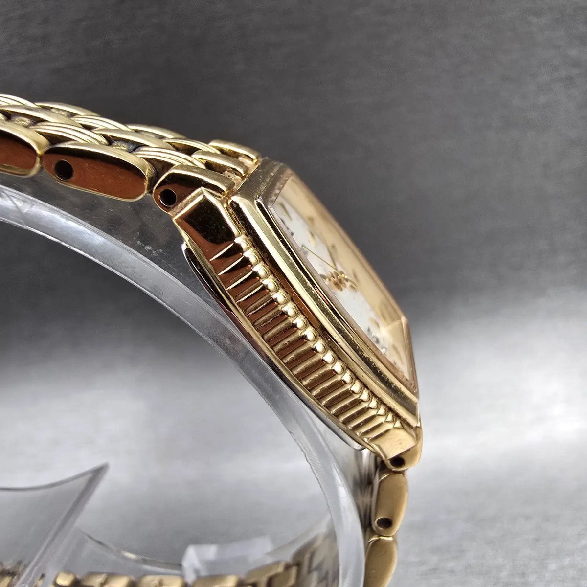 Seiko Watch Women 20mm MOP Dial Gold Tone Gemmed Rectangle 1N01-0HL0 New Battery3