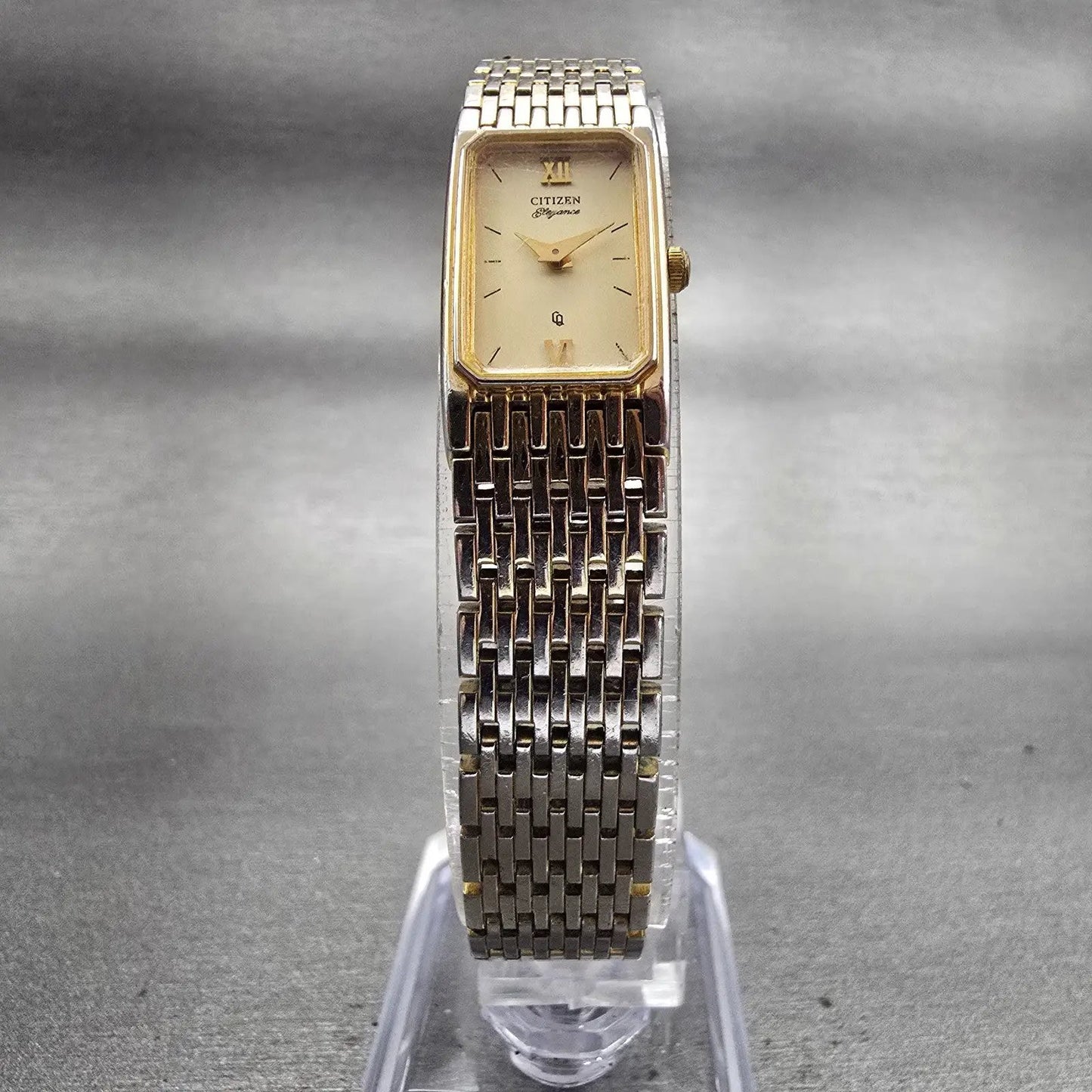 Citizen Elegance Tank Watch Women 14mm Champagne Dial Gold 5421-S26232 New Batt5
