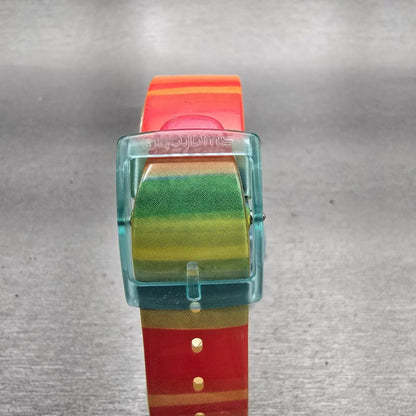 Swatch COLOR THE SKY Watch Women Multicolor Dial Blue Case GS124 New Battery7