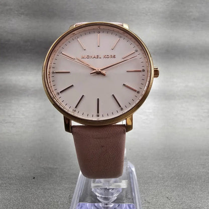Michael Kors Pyper Watch Women 38mm White Dial Rose Gold Round MK2741 New Batt6