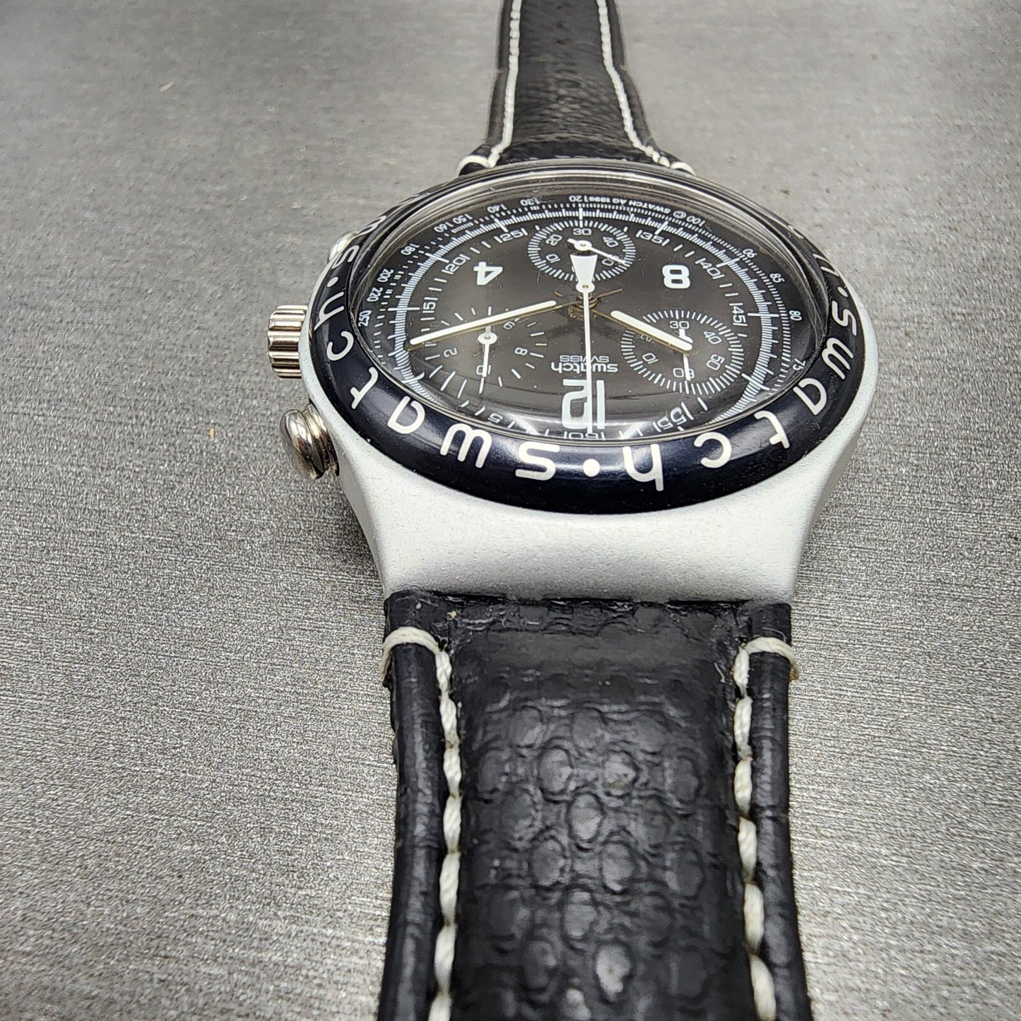Swatch Irony Chrono Watch Men 40mm Black Dial Silver Tone Ycs1000 New Battery5