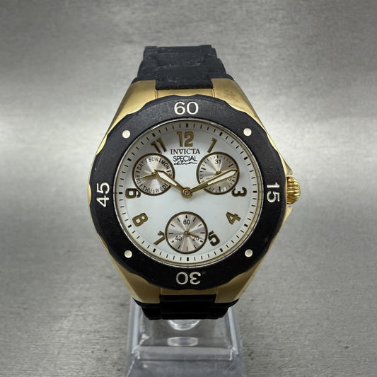Invicta Special Watch Women 38mm White Dial Gold Tone Daydate Round New Battery0